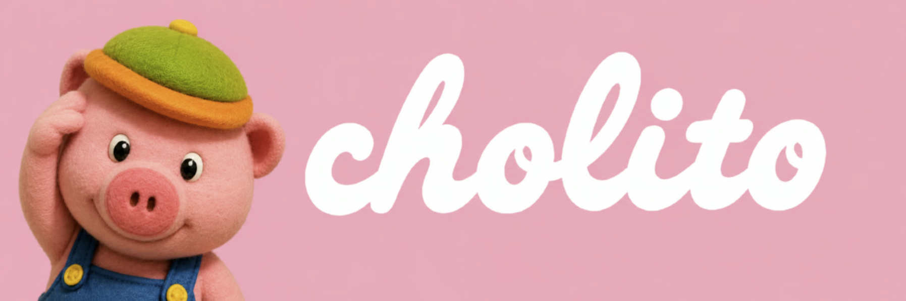 $CHOLITO wordmark with Cholito the pig mascot